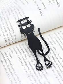 SHEIN 1 pieza Marcapáginas de gato negro de diseño hueco creativo de acrílico, regalo de lectura para lectores y amantes de los libros, Navidad y cumpleaños - Negro - Ver 13