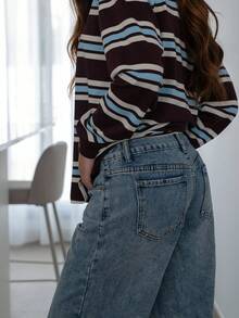 Hitanina 春夏女士浪漫/舞会/正式/生日/90 年代/商务休闲/优雅/西部装/外出/时尚/休闲/Y2K 服装/俱乐部/办公室/鸡尾酒会/复古/紧身/狂欢服装/搞笑/优雅/老钱/街头服饰/度假/乡村音乐会/工作/端庄/春假/单身女郎服装/音乐会/坏人/基本款/毕业/蓝色水洗/低腰/宽松/直筒/阔腿/牛仔装/牛仔裤 - 藍色 - 查看 2