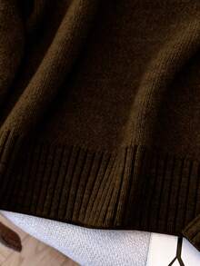 Franclia Loose Fit Women's Beaded Hollow-Out Raglan Sleeve Sweater - Coffee Brown - View 6