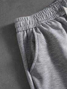 PAVTROS Men's Loose Drawstring Waist Sweatpants With Slant Pockets - Light Grey - View 4