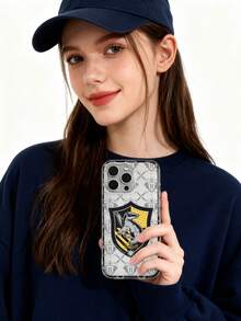 HARRY POTTER X SHEIN Transparent Wizarding School Style Badger-Themed Printed 2-In-1 Phone Case, Compatible With IPhone, Black Shockproof Border Double Protection Phone Case, Wizard Y2K Magical Fantasy Design, Suitable For Magic Enthusiasts For Daily Use Or As A Gift. Phone Case Compatible With IPhone 17 / Air / 17 Pro / 17 Pro Max - Clear - View 3