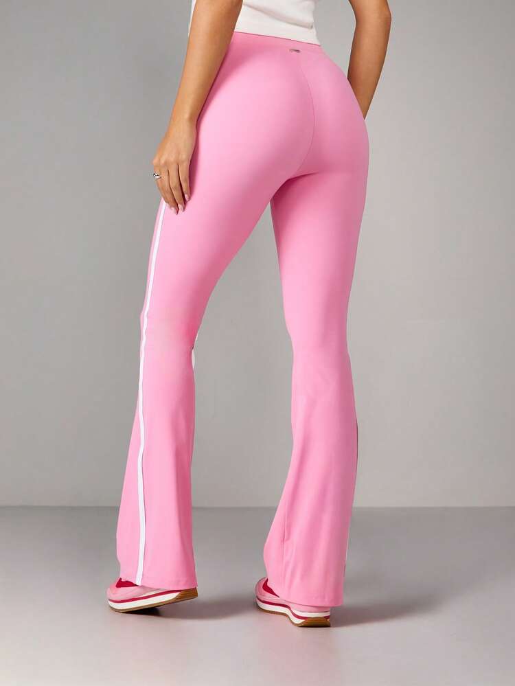 Missguided x Playboy High Rise Flared Track Pants With Side Stripe Detail And Logo Branding