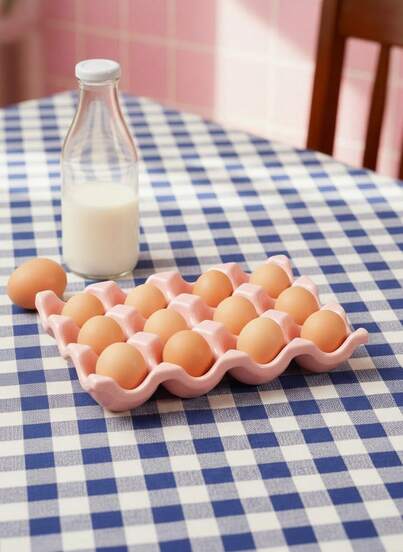 صينية بيض - حامل بيض - حاوية تخزين البيض للثلاجة، صينية بيض خزفية للاستخدام المنزلي في المطبخ