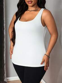 Truni Top tank de cuello scoop unicolor - Blanco - Ver 3
