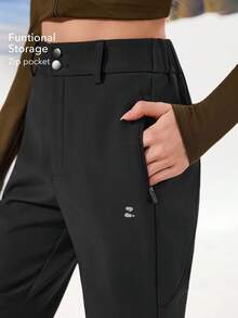 OutZeal 女士防水保暖内衬可调节束带喇叭黑色户外裤 秋冬季露营徒步 - 黑色 - 查看 5