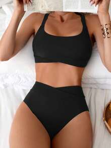 Swim Chiccia Women's Solid Color Bikini Set For Beach Vacation For Summer