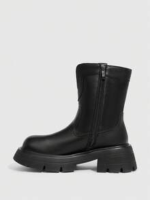 Daringsoles Sepatu Bot Ankle Wedge Sol Tebal Serbaguna untuk Wanita, Cocok untuk Hari Valentine - Hitam - View 12