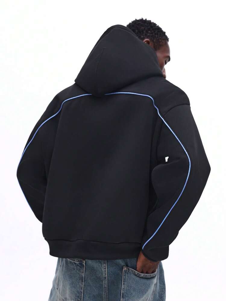 Oversized Hoodie With Blue Contrast Trim