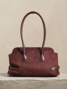 SHECARRY SUEDETTE LARGE CAPACITY NICHE HIGH SENSE RETRO COMMUTING SHOULDER HANDBAG AUTUMN AND WINTER - Dark coffee - View 2