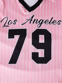 SHEIN ChillGRL Casual Streetwear Basketball Jersey T-Shirt For Teenage Girls - Pink - View 6