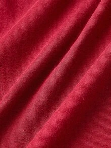 SHEIN MOD 女士纯色简约日常3D立体花卉装饰连衣裙 - 酒紅色 - 查看 6