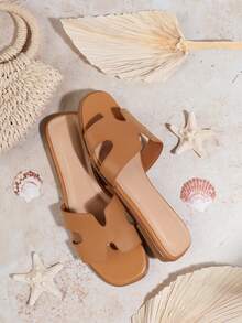 SHUZIA 经久不衰的畅销款女士奢华灵感镂空露趾经典PU金色拖鞋