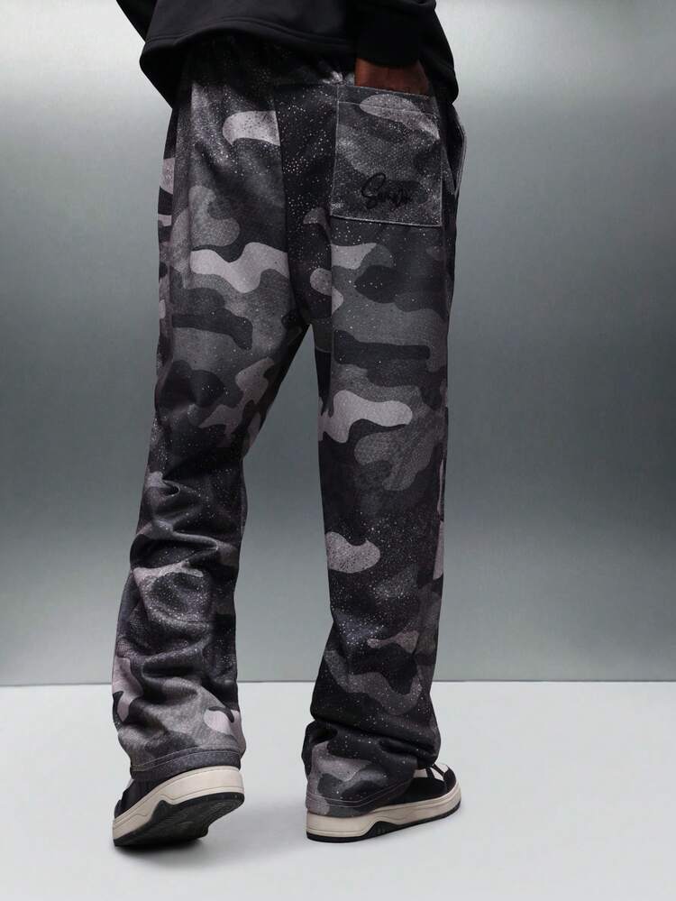 PLAYBOY X SUMWON Loose Fit Camouflage Galaxy Speckled Sweatpants With Drawstring Waist And Side Pockets For Casual Streetwear Winter Fashion