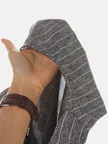 SHEIN Tween Girl Casual Elegant Commute Street Chic Jacquard Striped Button Front Sleeveless Top And Straight Leg Pants Set - Light Grey - View 11