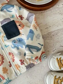 Pixure   2pcs Baby Boy Knitted Cute Animal Pattern Hooded Casual Jacket And Pants Set,Hoodie,Baby Boy Clothes,هودي,ملابس شتويه - Multicolor - View 5