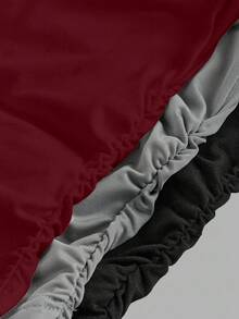 SHEIN ChillGRL 3件套优雅休闲基础款纯色针织短袖修身T恤，腰部褶皱装饰，百搭组合，适合青少年和女性，多色可选，情人节礼物 - 酒紅色 - 查看 4