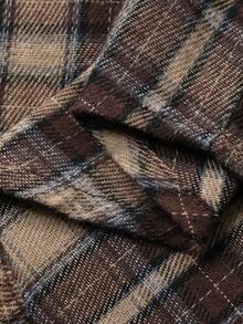 Dazy Kids 大码男童宽松休闲格子衬衫，秋季款 - 棕色 - 查看 7