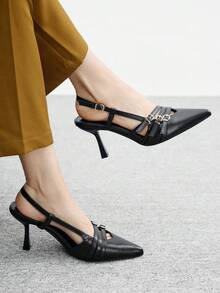 CUCCOO BIZCHIC 女士尖头搭扣设计日常百搭时尚高跟鞋 - 黑色 - 查看 1