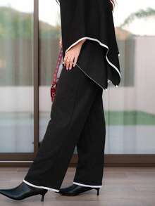 Hitanina Bộ 2 áo len cardigan dài cổ đứng cho nữ - màu đen - Xem 3