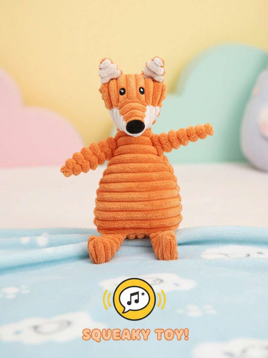 PETSIN Cute Fox Plush Dog Toy With BB Sound And Chewing Function, Interactive Pet Supplies