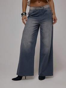 MUSERA Washed Ripped Back Detail Straight Leg Trousers Fall Autum Winter Streetwear Cool Girl Y2K Everyday Casual Sepia Spring Summer - Dark Grey - View 2