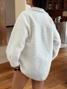 Muchica 秋冬款白色毛绒针织女士夹克 - 米色 - 查看 2