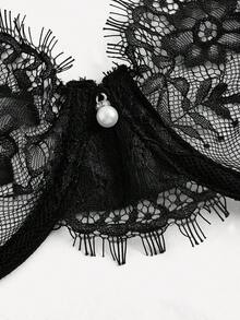 Snug Zone Conjunto de lencería con aros y encaje floral, look de chica mala - Negro - Ver 4