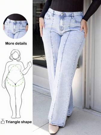 Truni 플러스 사이즈 앞주머니 워싱 데님 청바지, 일상복으로 편안하게 착용 가능