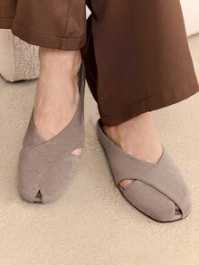 Rosivie Giày lười mũi vuông cho nữ, giày lười đơn giản, thoải mái, phong cách giản dị, mùa xuân/hè - Màu be - Xem 5