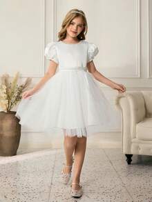 少女奢华小众高端公主裙，女主人钢琴花童婚礼礼服 - 白色 - 查看 4