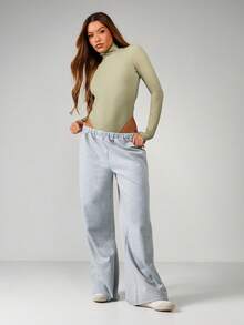 MISSGUIDED Sage Long Sleeve Turtleneck Bodysuit With Extreme Open Back Cut Out Detail Fall Winter Comfort - Olive Green - View 3