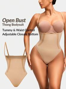 SHAPORA Seamless Thong Bodysuit Body Shaper Bust& Butt Lifter-Tummy Waist Thigh Control - Apricot - View 1