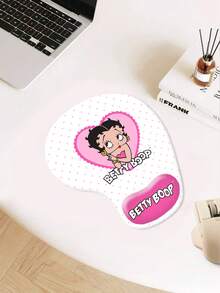 Betty Boop | ROMWE Polka Dot & Cartoon Pattern Anti-Slip, Water-Resistant, Thick Wrist Rest Mouse Pad - White - View 3