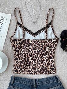 Tween Girl Stylish Leopard Print Lace Y2K Ballerina Camisole