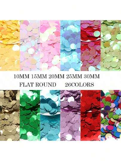 Sequins 10mm, 15mm, 20mm, 25mm, 30mm PVC Sequins With Side Holes For Sewing, Wedding Crafts, DIY Accessories, 20g/Bag