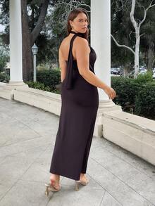 Nezia Cruz Vestido halter con mangas asimétricas de lentejuelas en color moca para mujer, vestido casual de moda para primavera y verano, adecuado para ir al trabajo, elegante, sexy, vacaciones, playa, estilo bohemio, Hawái, festivales de música, fiestas