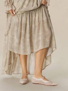 Styleloop 女士休闲百搭通勤简约编织系带平底鞋 - 杏色 - 查看 4