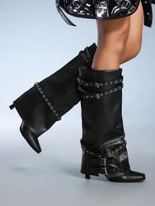 CUCCOO GRLICON Women's Fashion Everyday Versatile Ankle Boots With Buckle Design - Black - View 4