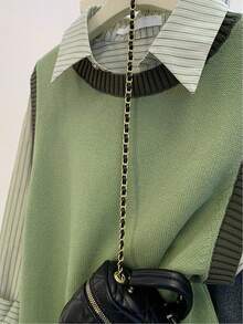 Franclia Women's Casual Knitted Vest With Knight Embroidery, Autumn/Winter