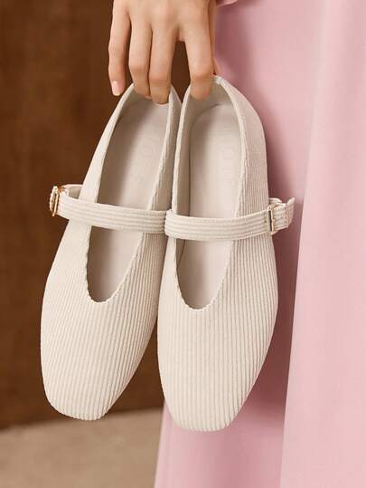 MOTF PREMIUM WOMEN'S COMMUTING CASUAL COMFORTABLE VERSATILE MARY JANE SQUARE TOE FLAT SHOES