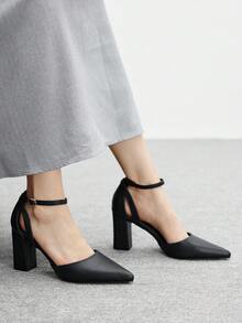 CUCCOO BIZCHIC 女士尖头搭扣设计时尚高跟鞋，适合日常穿着 - 黑色 - 查看 3