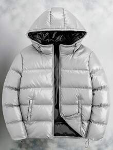 RueChic Men Zip-Up Regular Hoodie Padded Coat