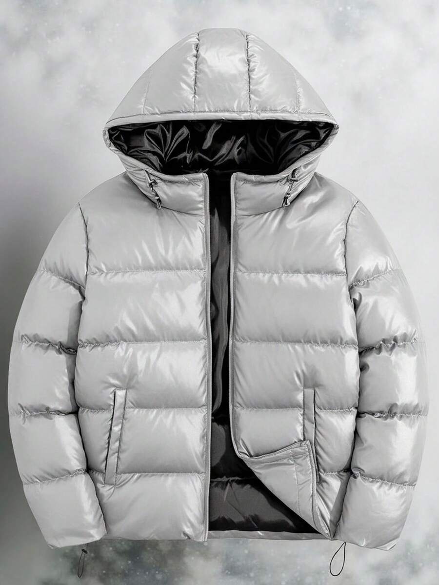 RueChic Men Zip-Up Regular Hoodie Padded Coat