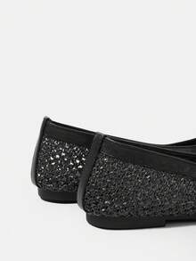 Styleloop Women's Casual Versatile Commuting Minimalist Hollow Bow Decor Flats - Black - View 4