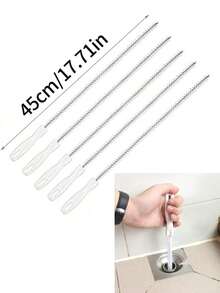 5pcs Drain Brush, Long Drain Blockage Removal Tool, Pipe Brush Cleaner With Nylon Bristles, Sink Drain Cleaner For Bathroom, Kitchen Sink, Bathtub, Shower And Sewer Drain Cleaner, Hair Removal Drain Blockage Remover, Sink Brush, Pipe Blockage Removal Tool, Complimentary Hook - White - View 10