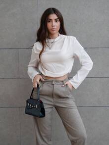 Hitanina Women's Casual Front Button Pocket Harem Pants Fall Cloth For Women - Coffee Brown - View 6