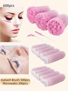 100/200/400/600/800/1000PCS Pink Disposable Micro Applicator Brush Swabs Eyelash Extension Mascara Wands For Professional Salon Makeup Artist Beauty Lash Styling Tools Must Have Accessories - Pink - View 8