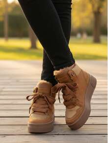 Botines informales antideslizantes para mujer, suela plana, forrados de piel, cálidos, de color liso, con cordones, punta redonda, antideslizantes, para exteriores.
Botines de moda para mujer con cordones, punta redonda, suela plana y forro de piel.
Botines de punta redonda antideslizantes para mujer, suela plana, forrados de piel, cálidos, de color liso, con cordones. - Camel - Ver 3