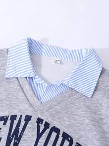 Bộ áo nỉ dệt sọc chắp vá 2 trong 1 cho bé gái tuổi teen mùa thu/đông, thiết kế. Áo nỉ + vải dệt chắp vá tạo nên vẻ ngoài nhiều lớp, họa tiết sọc cổ điển thu hút sự chú ý, kiểu dáng 2 trong 1 dễ mặc và đa năng, thoải mái và thân thiện với làn da, thích hợp mặc hàng ngày vào mùa xuân và mùa thu. - Nhiều màu - Xem 4