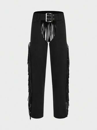 FeverCity Herrbyxor med enfärgade fransdekorationer och personliga modedetaljer